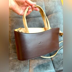 Vera Pelle Brown and Cream Mini Bag with Timeless Design